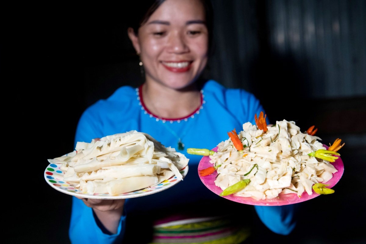 Món ngon măng rừng phổ biến tại vùng cao mỗi mùa măng đến.