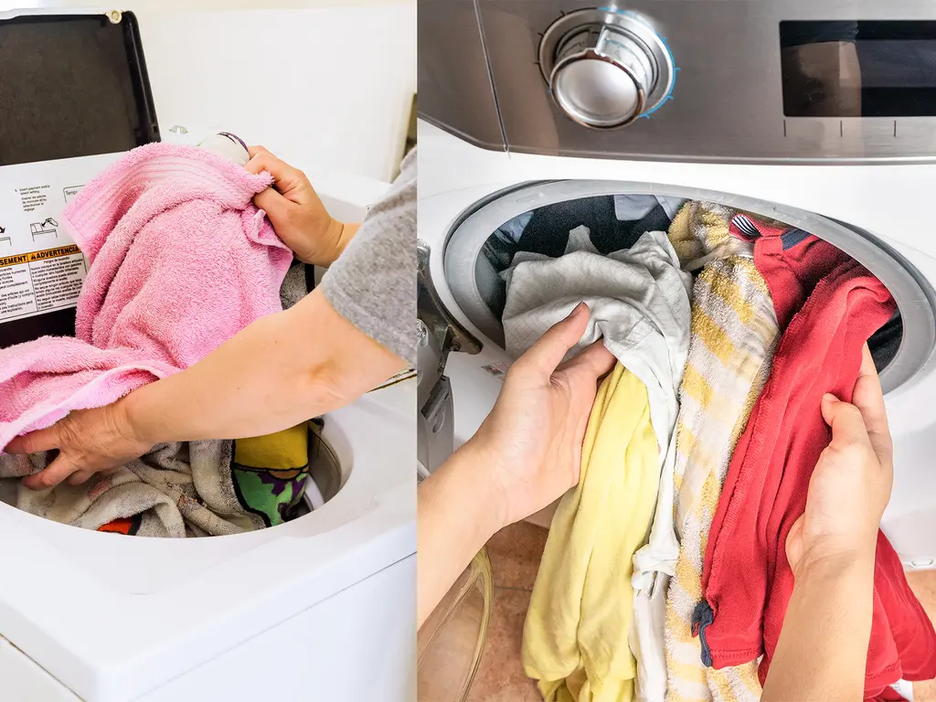 Front-loading washing machines are safer for washing throw pillows than top-loading agitators